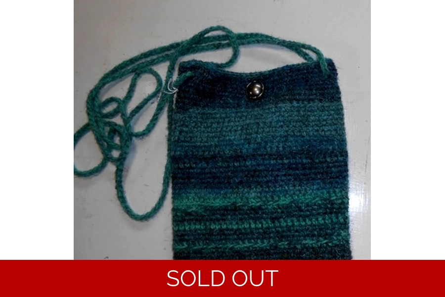 Crocheted Bag in Herdwick Wool, Sea Green